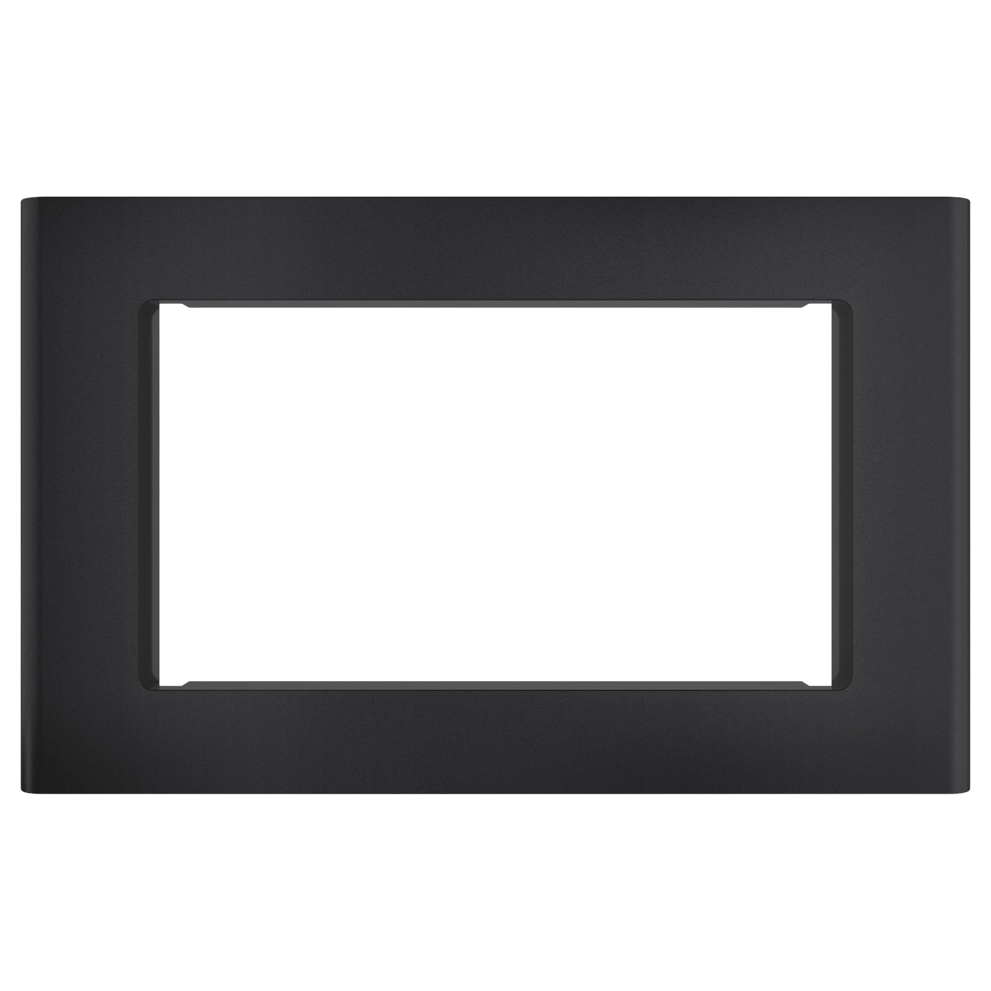 Matte black built-in trim kit for kitchen appliances, enhancing installation with a sleek modern design in home improvement.