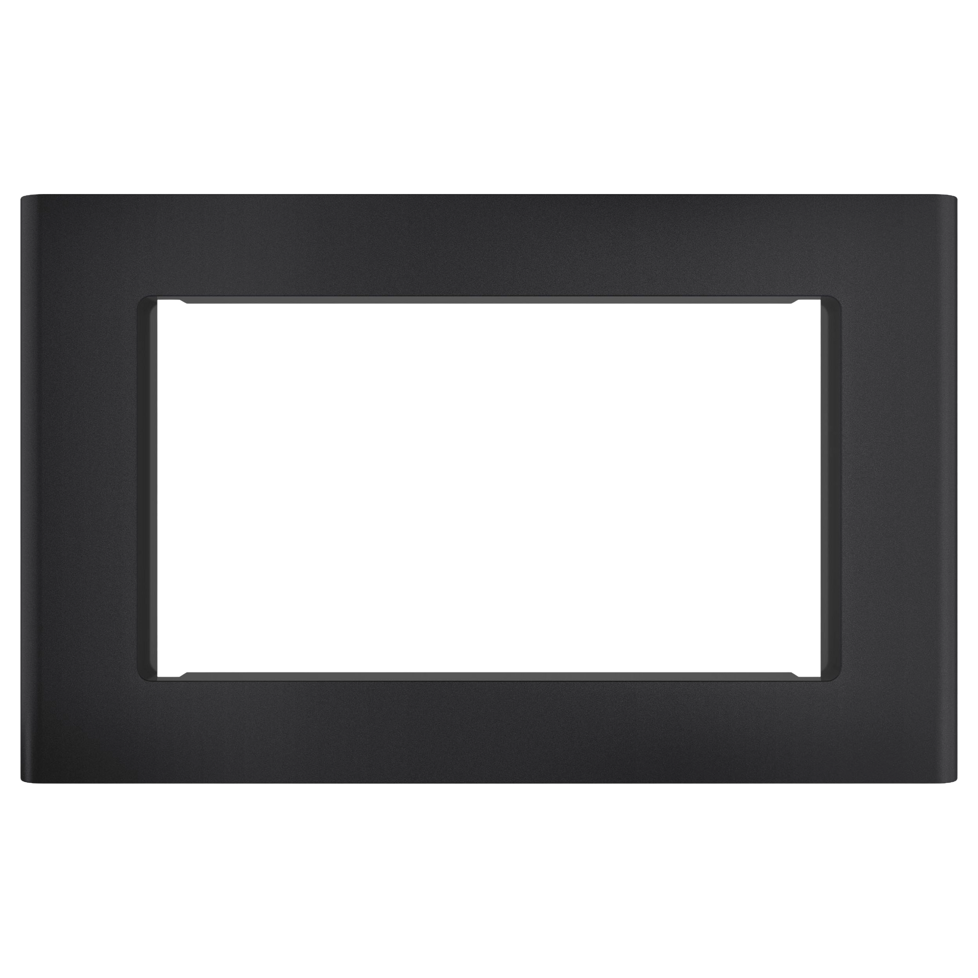Matte black built-in trim kit for kitchen appliances, enhancing installation with a sleek modern design in home improvement.