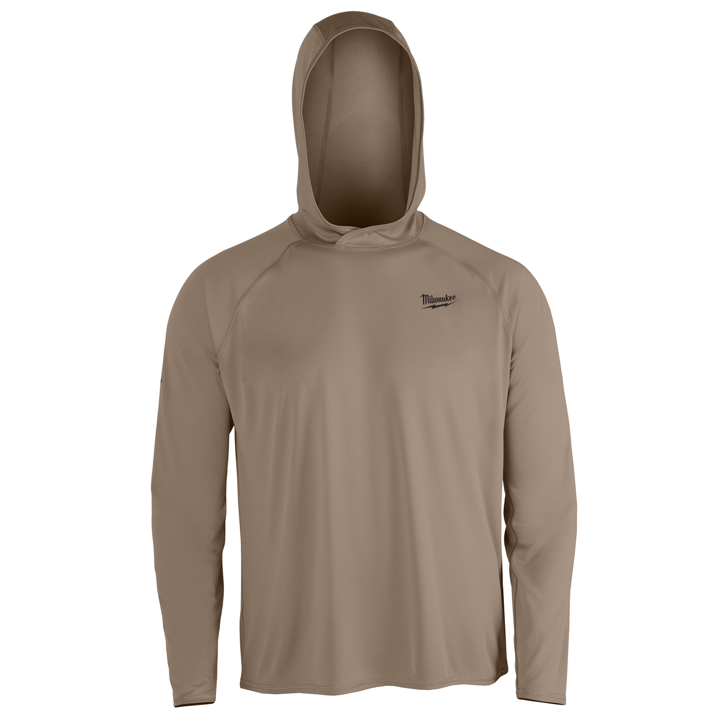 Lightweight sandstone-colored hooded sun shirt with moisture-wicking fabric in Milwaukee Apparel and Clothing collections under $50