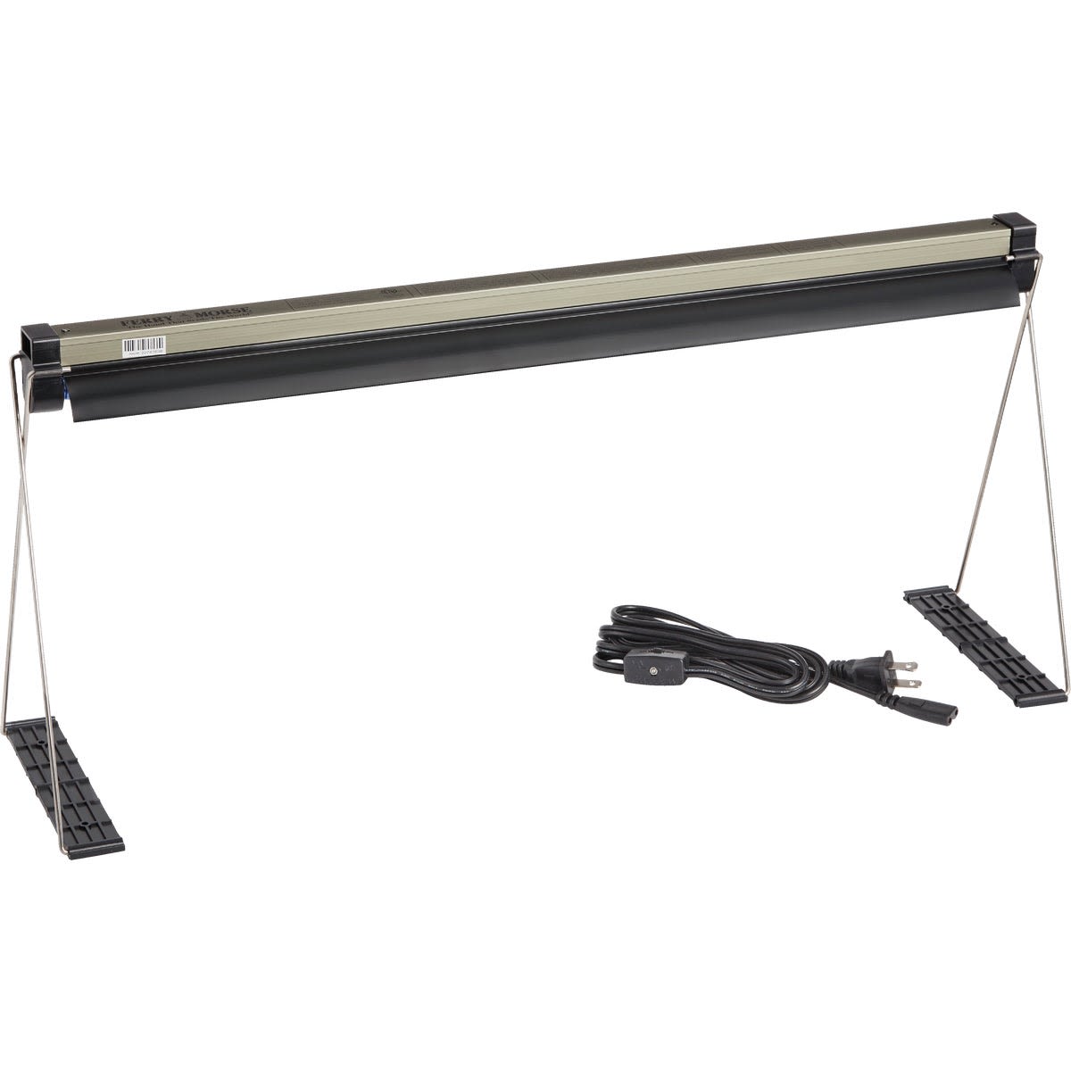 2-foot fluorescent plant lamp with hanging supports and power cord, ideal for indoor gardening and lawn care setups