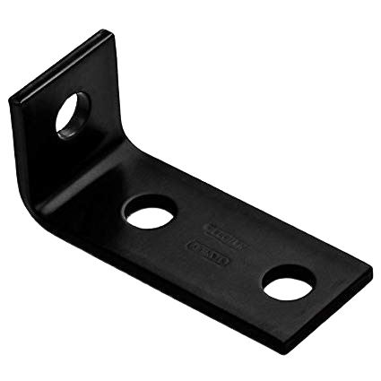 Black heavy-duty metal corner brace with offset legs and three mounting holes for building hardware projects under $50 collections