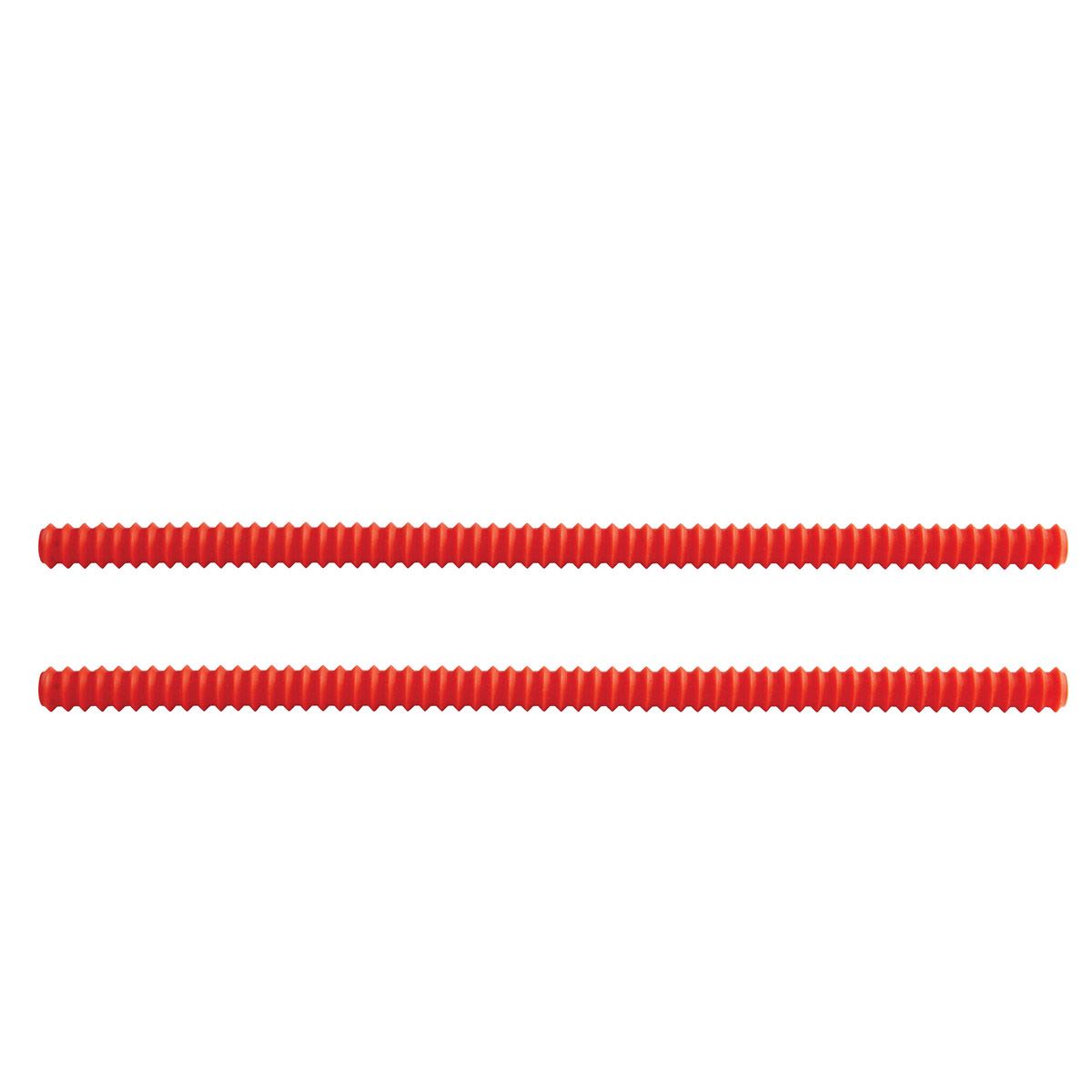 Two red silicone oven rack guards designed for heat protection in kitchenware and home cooking tools collections