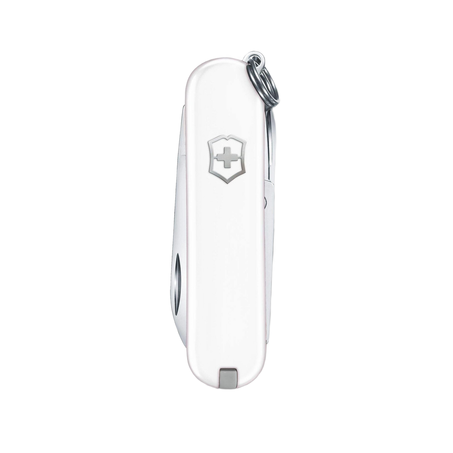 White compact Swiss Army pocket knife with keyring loop in cutting tools and multi-tools collections under $50
