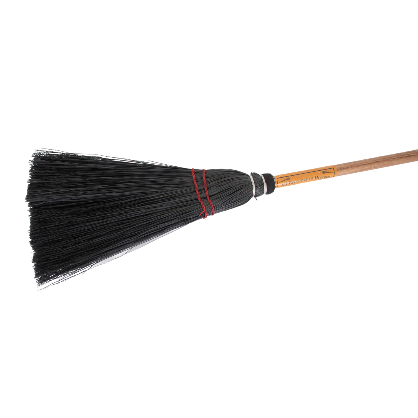 Amish fireplace broom with natural wood handle and dense black bristles for efficient cleaning in home improvement tools collection
