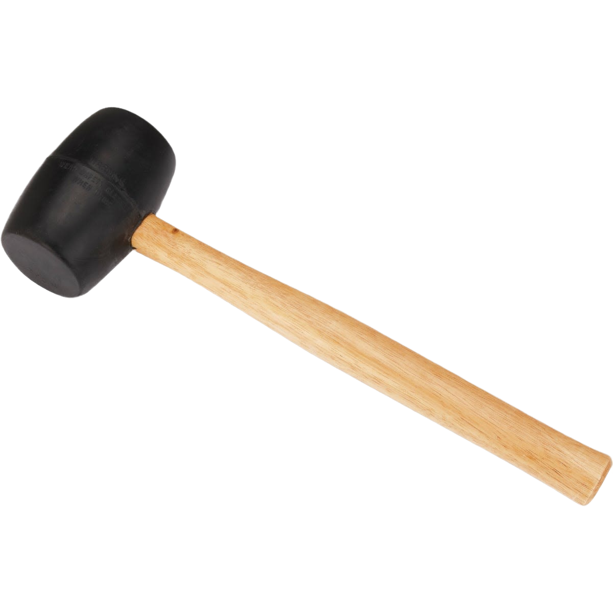 Rubber mallet with wooden handle designed for gentle striking in tools and home improvement tasks