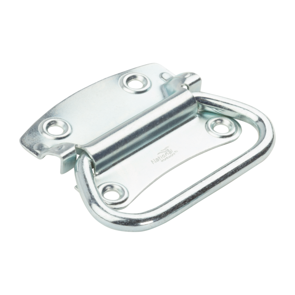 Cold rolled steel chest handle in silver finish with mounting holes for cabinet and furniture hardware collections