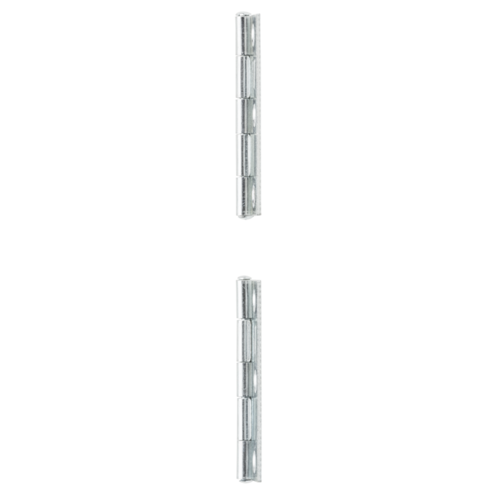 Two zinc-finished narrow tight-pin hinges made of cold-rolled steel for home improvement and hardware projects