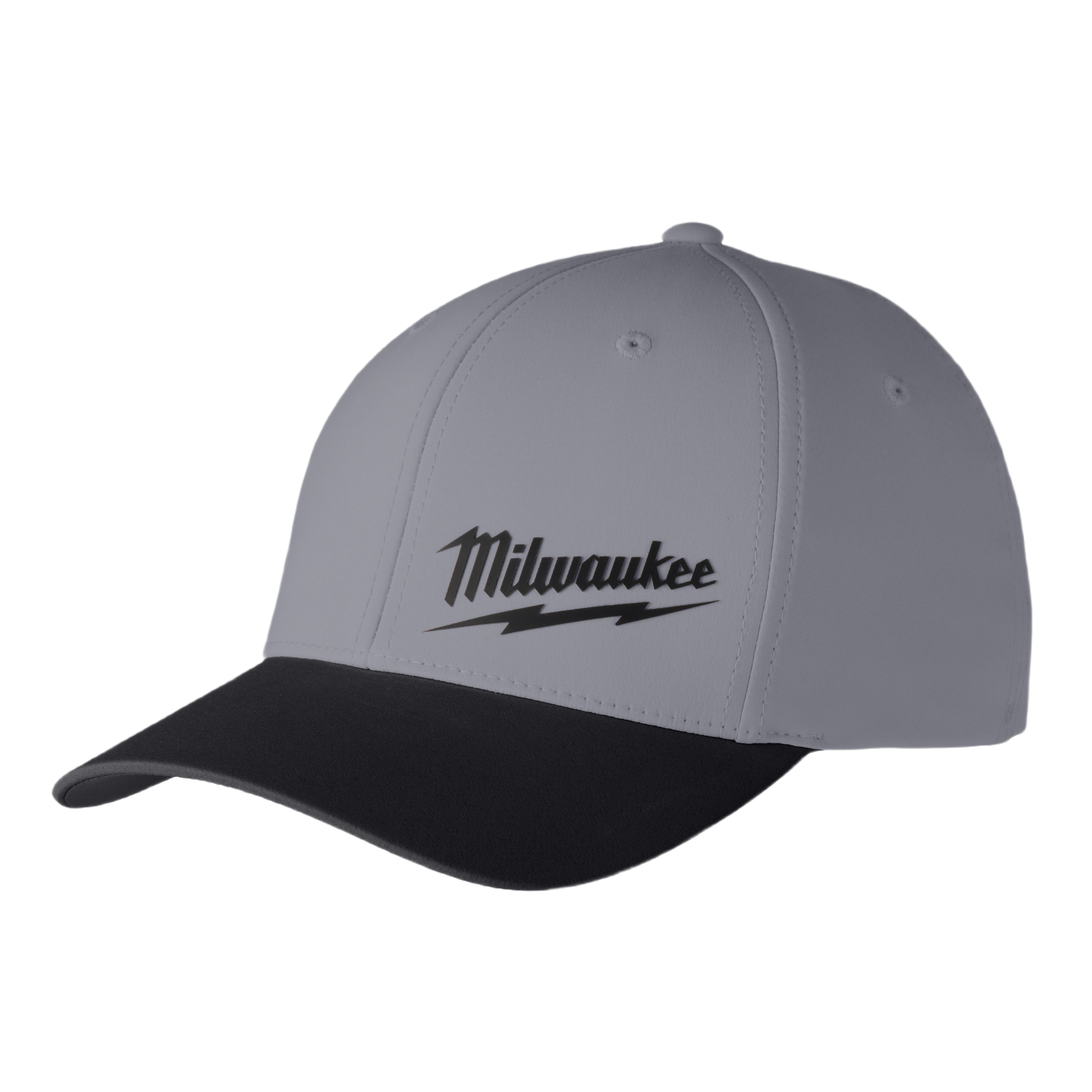 Dark gray fitted work hat with black bill and logo, designed for performance use in home improvement and tools projects