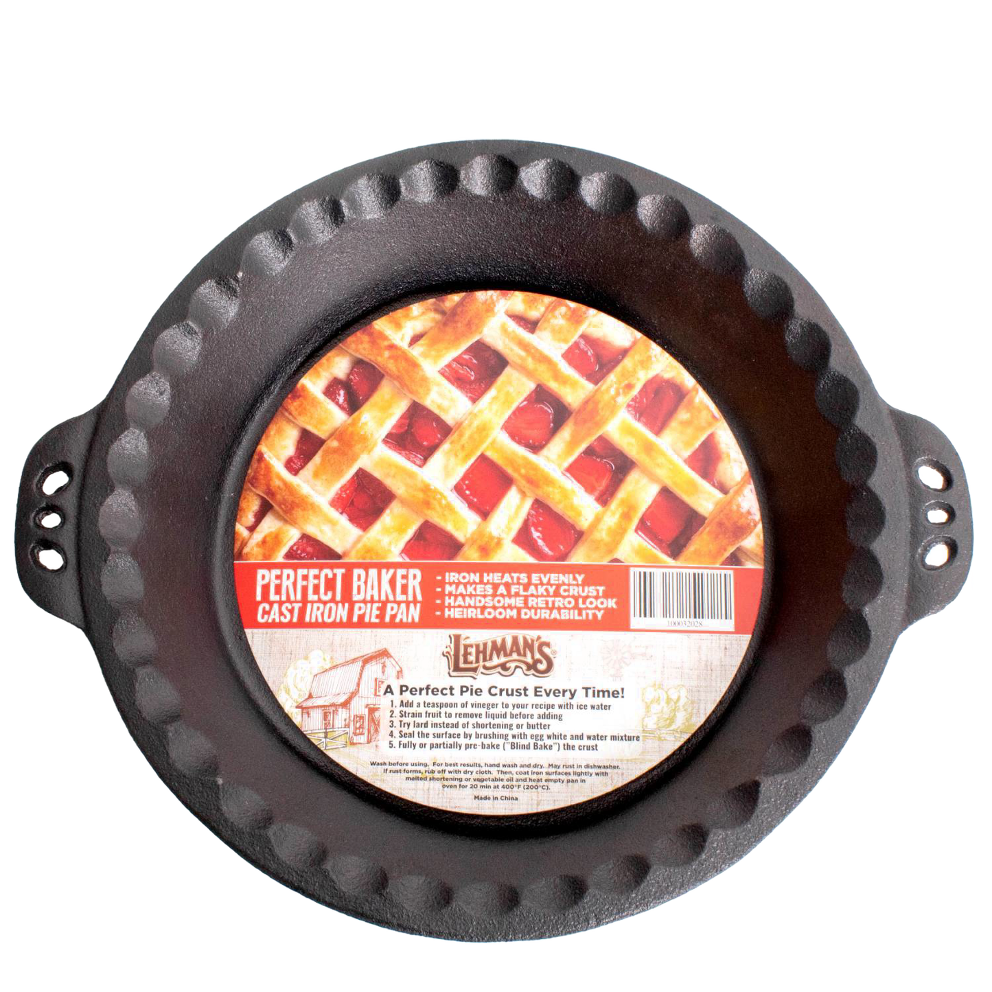 Cast iron pie pan with crimped edges for even heating and durable use in kitchenware and under $50 collections