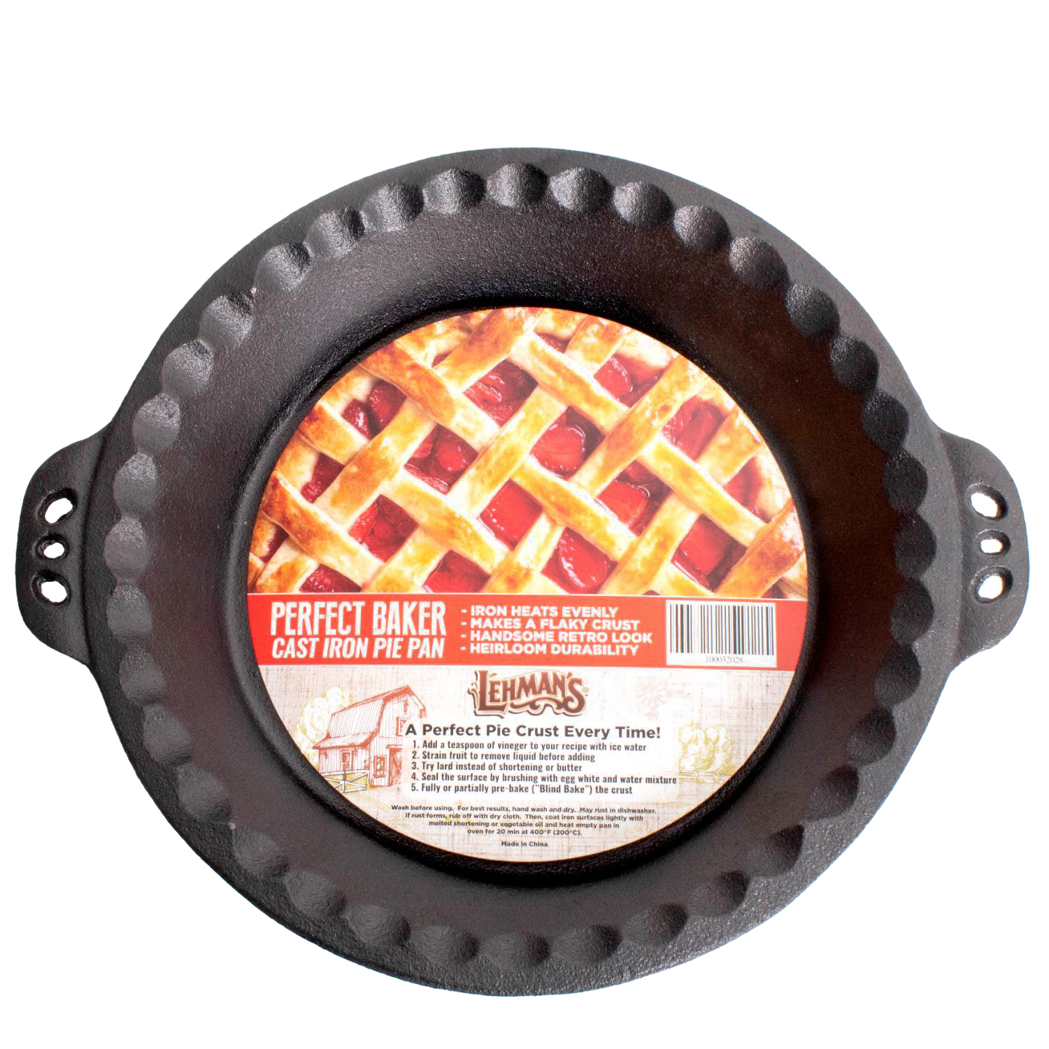 Cast iron pie pan with crimped edges for even heating and durable use in kitchenware and under $50 collections