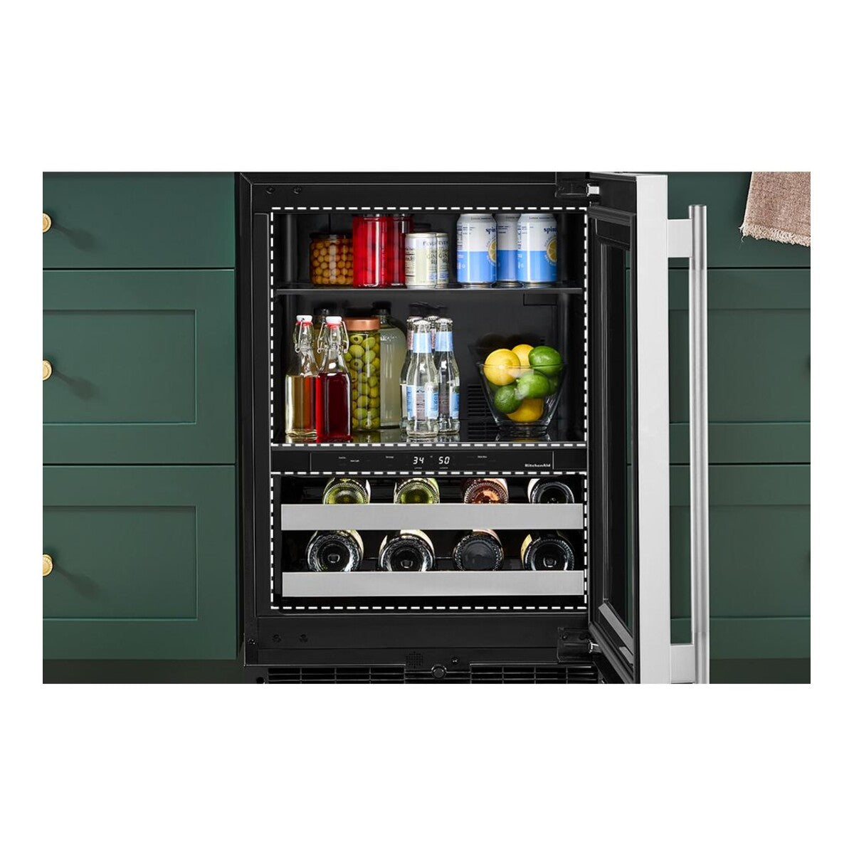 4.8 Cu. Ft. 24-Inch Beverage Center with Right Door Swing and 14-Wine Bottle Capacity with Metal-Front Racks in Stainless Steel
