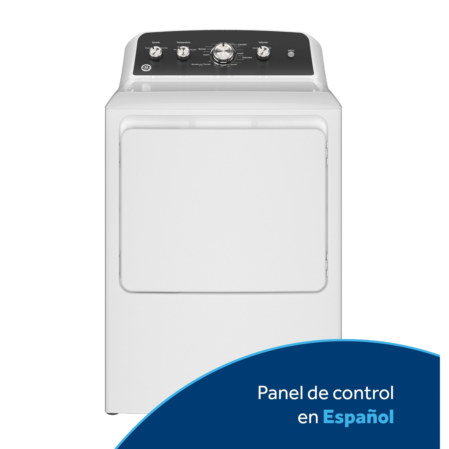 GE® 7.2 cu. ft. Capacity Gas Dryer with Spanish Panel and Up To 120 ft. Venting