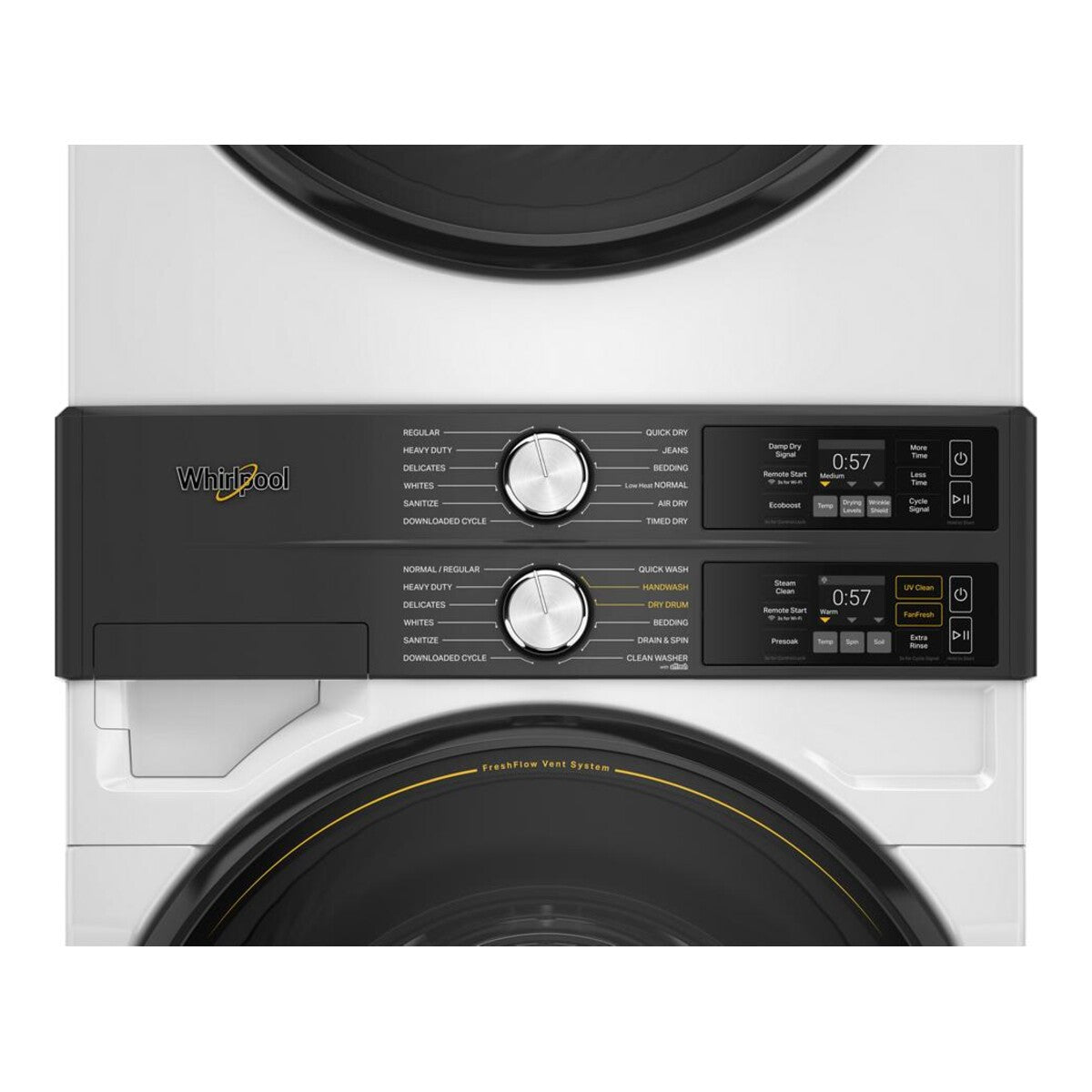 Smart ENERGY STAR® Front Load Laundry Tower with UV Clean Technology & FreshFlowTM Vent System 4.5 cu. ft. Washer & 7.4 cu. ft. Gas Dryer