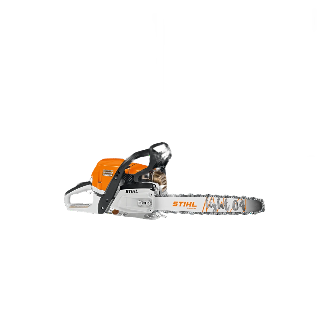 Orange and white 20-inch gas-powered chainsaw designed for professional home improvement and outdoor tool use tasks