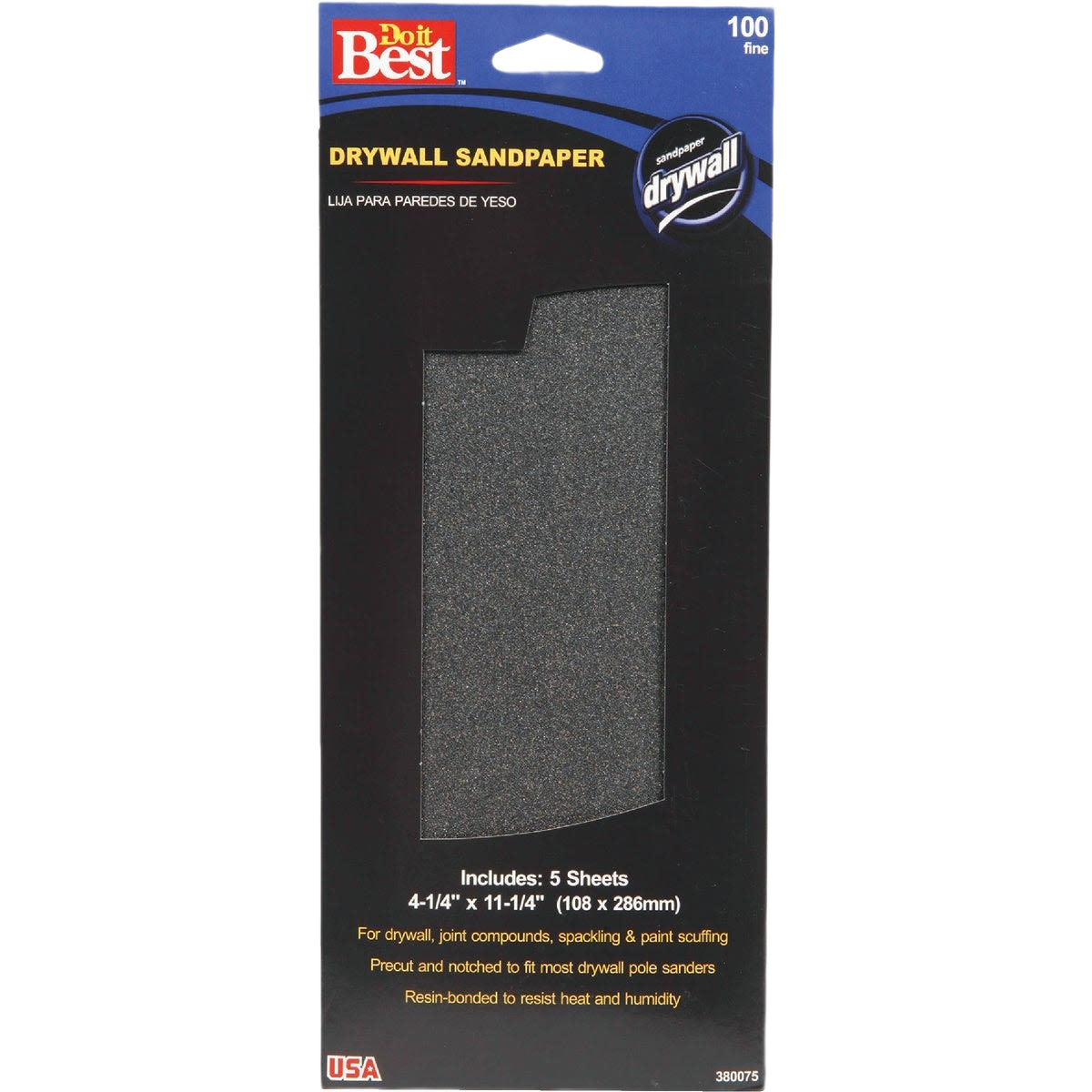 Pack of five fine 100-grit drywall sandpaper sheets for sanding and finishing in Home Improvement collections under $50