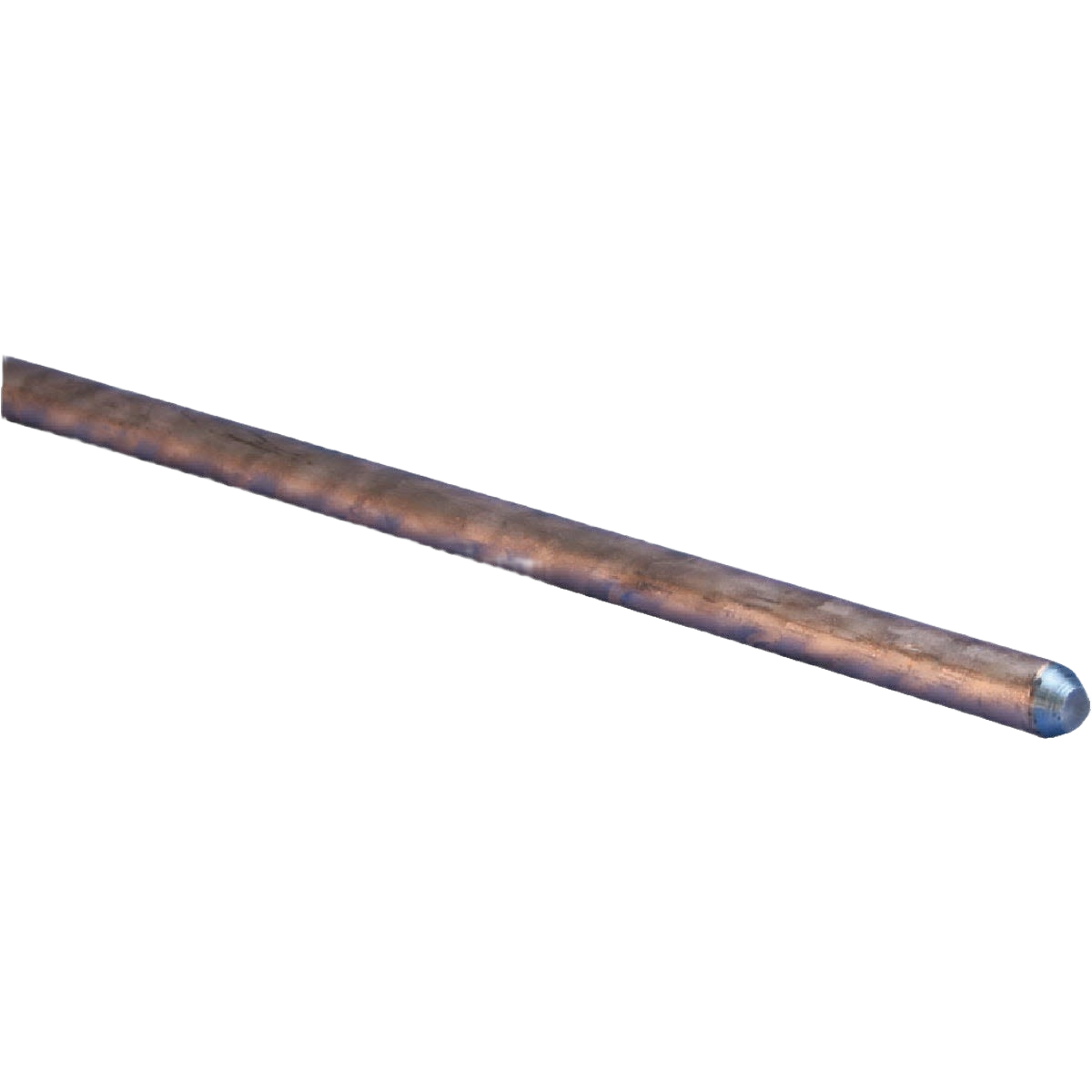 Copper bonded steel ground rod with smooth finish designed for electrical grounding in home improvement projects.