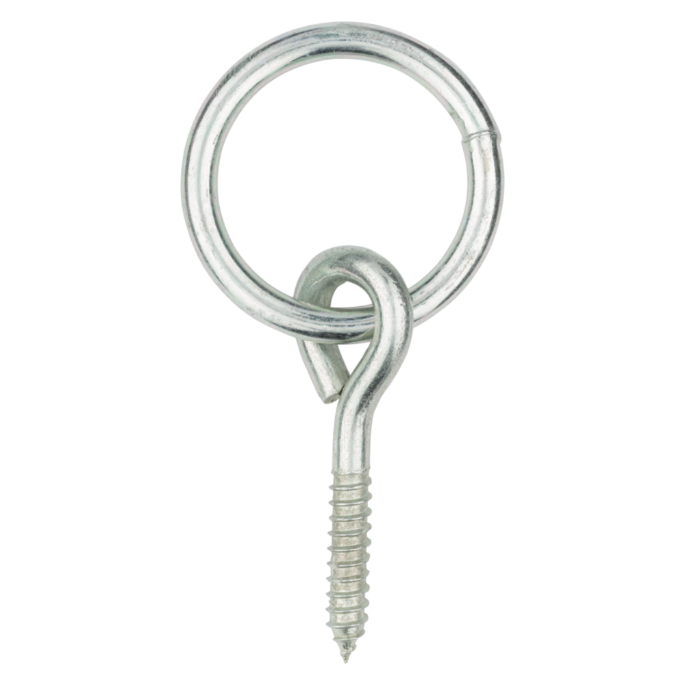 Zinc-plated steel hitch ring with screw eye for home improvement hardware and fasteners under $50