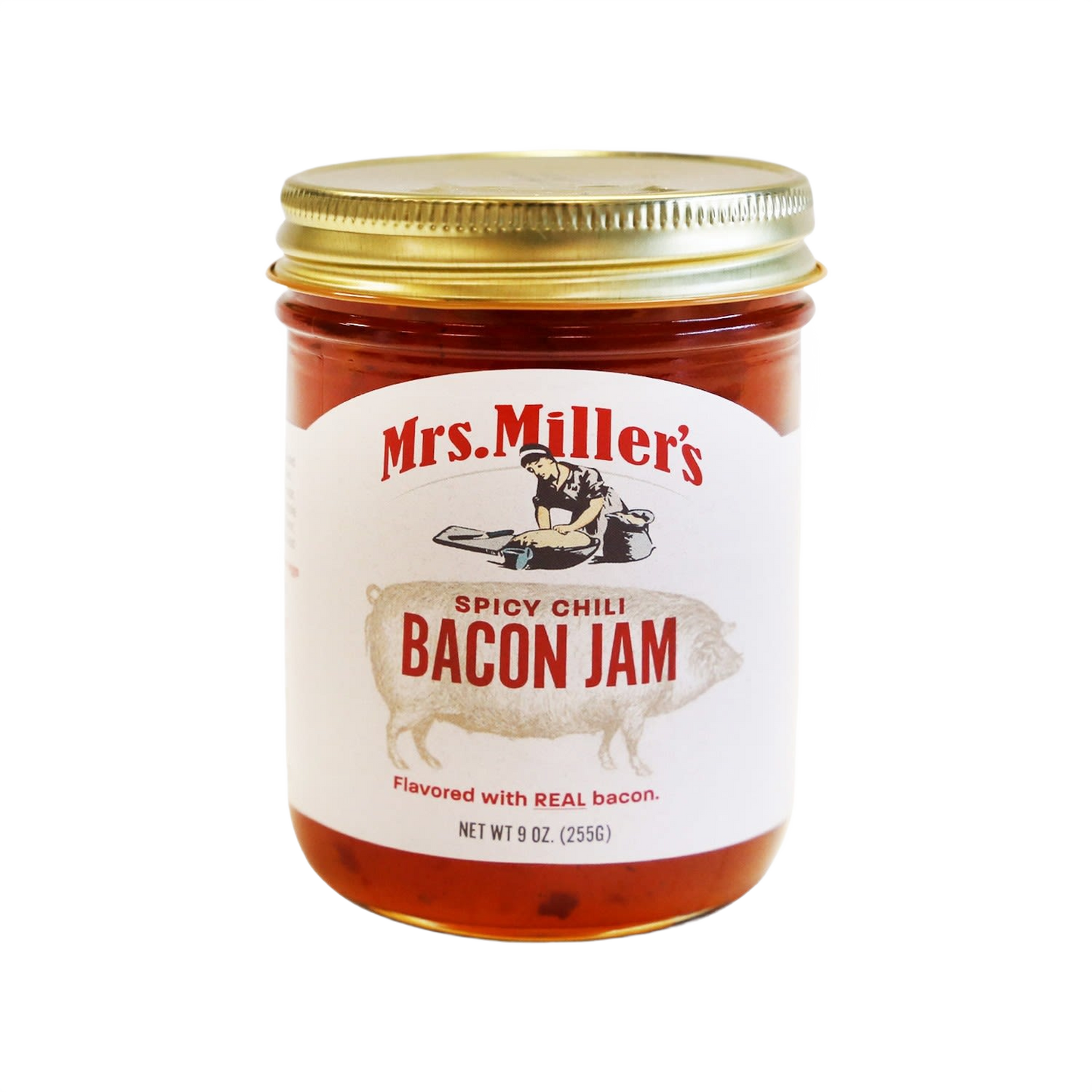 9 oz jar of spicy chili bacon jam with gold lid in jams & jellies and food & beverage collections under $50