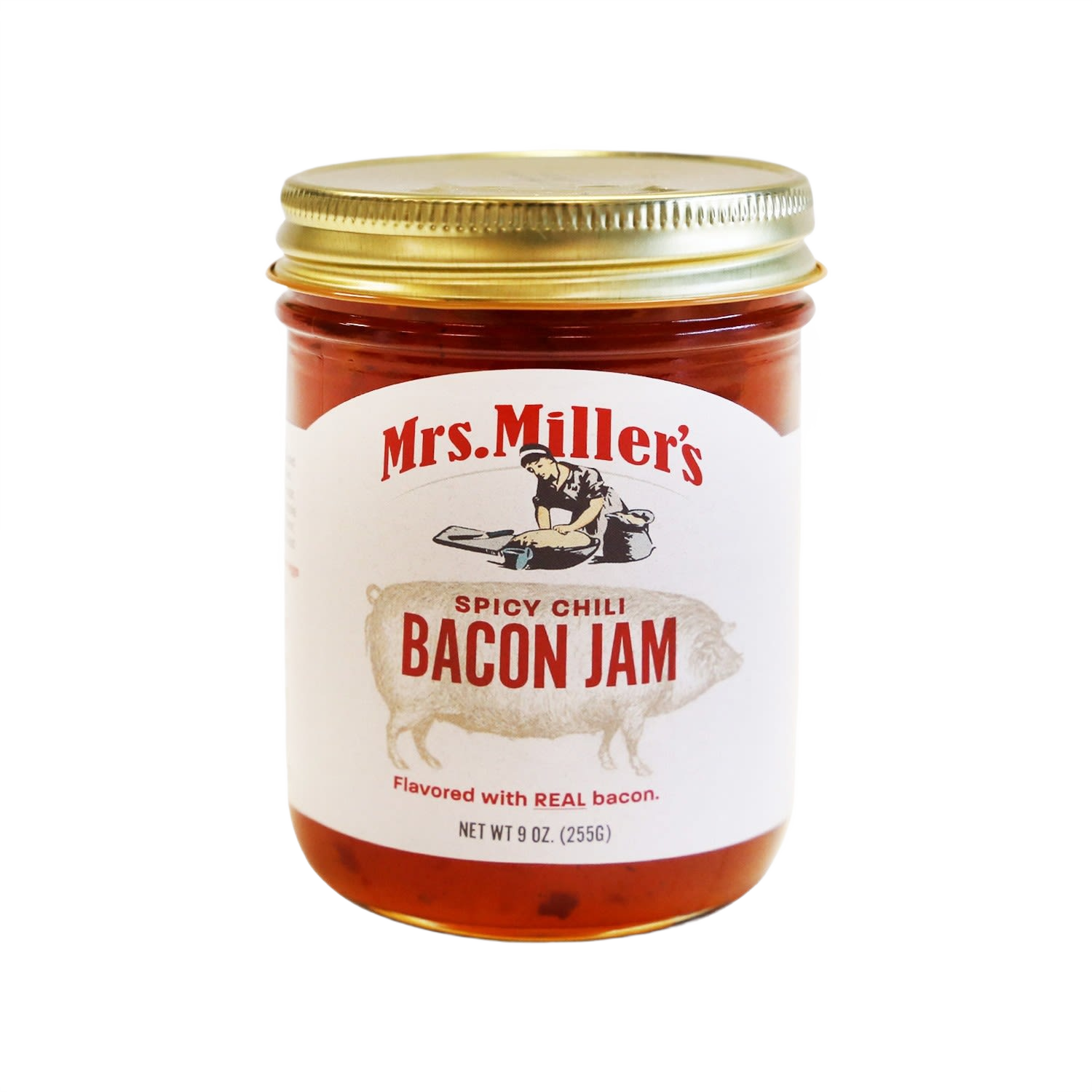 9 oz jar of spicy chili bacon jam with gold lid in jams & jellies and food & beverage collections under $50