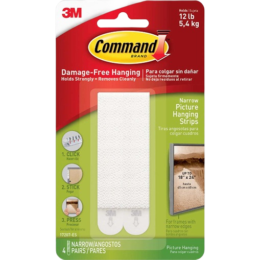 4-pack of narrow white interlocking strips for damage-free picture hanging, suitable for wall decor and home improvement under $50 collections