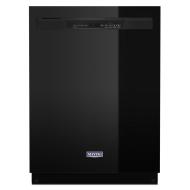 Front view of black dishwasher with hidden front controls in kitchen appliances and dishwashers collection