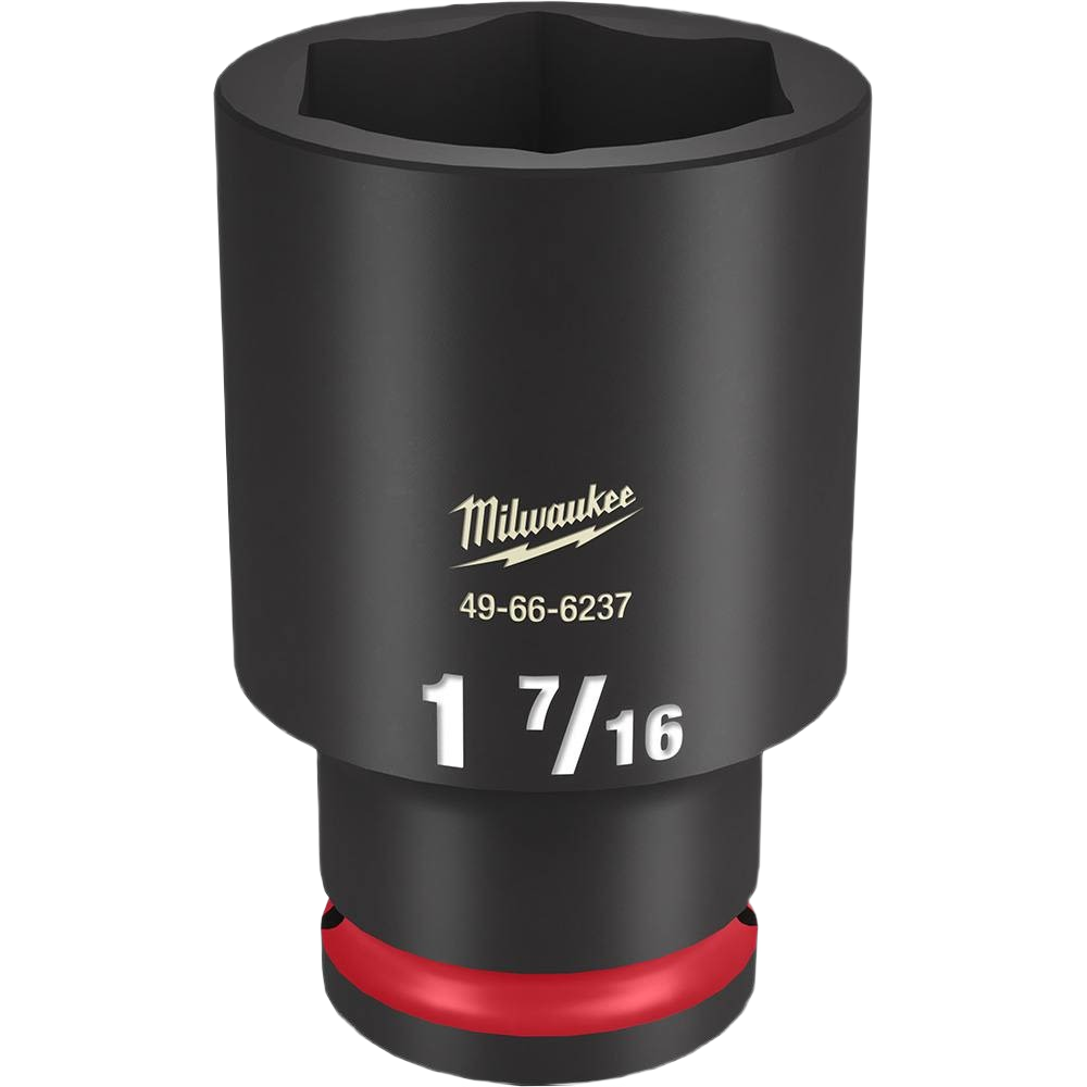 Black forged steel 1-7/16 inch deep 6-point impact socket with red ring for hand and woodworking tools under $50 collection