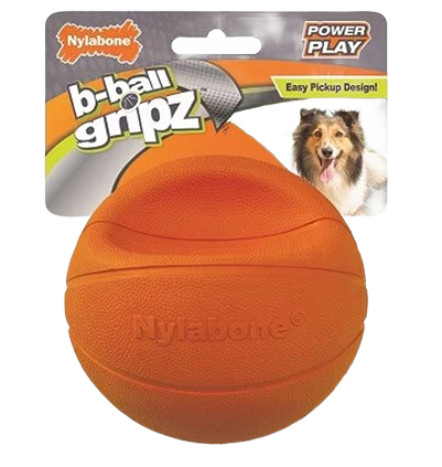 Orange dog toy shaped like a basketball with textured grip for interactive play in pet and dog toy collections