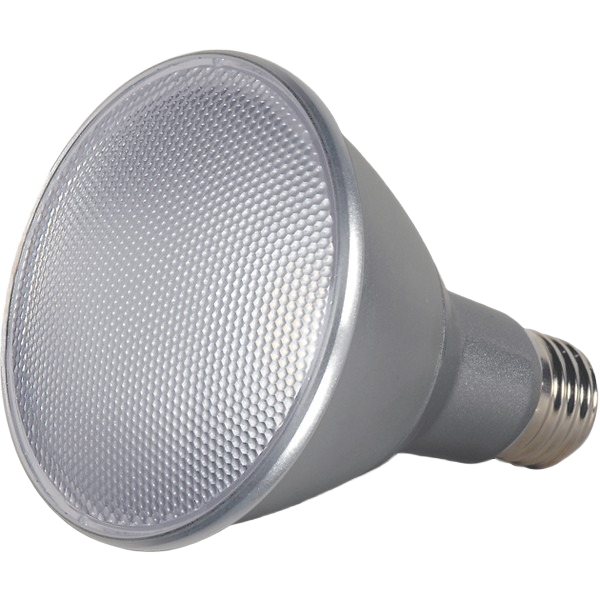LED flood light bulb with textured lens and long neck design for lighting and home improvement collections under $50