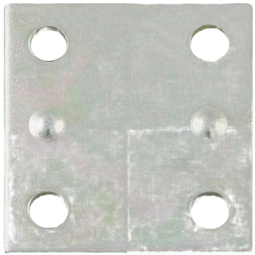 Zinc-plated steel mending plate with four holes for panel attachment in building hardware and lumber materials category