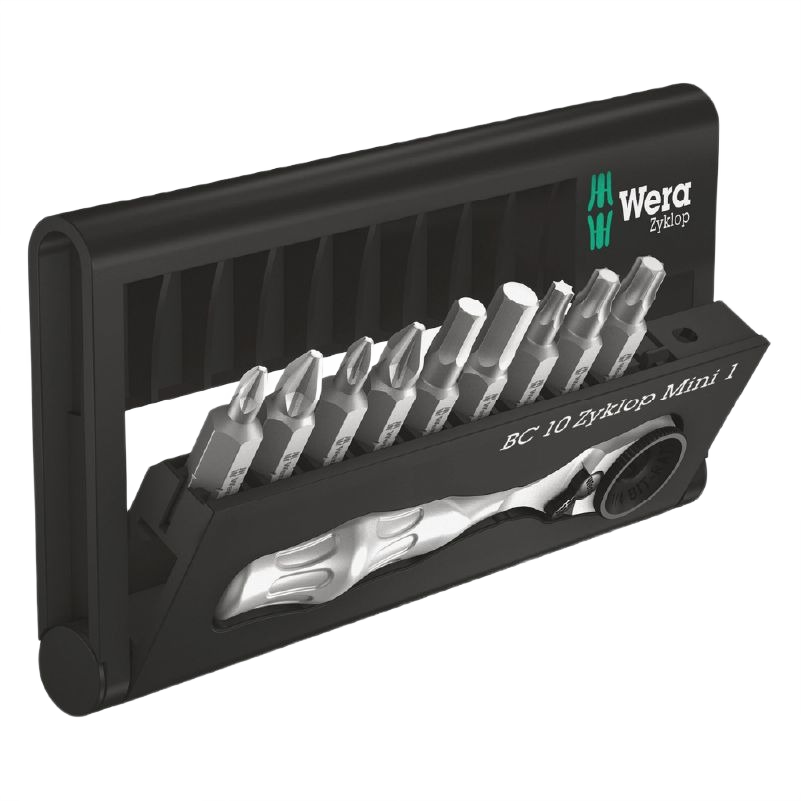 Compact bit ratchet set with 1/4-inch hex drive and multiple screwdriver bits for woodworking and hand tool use under $100