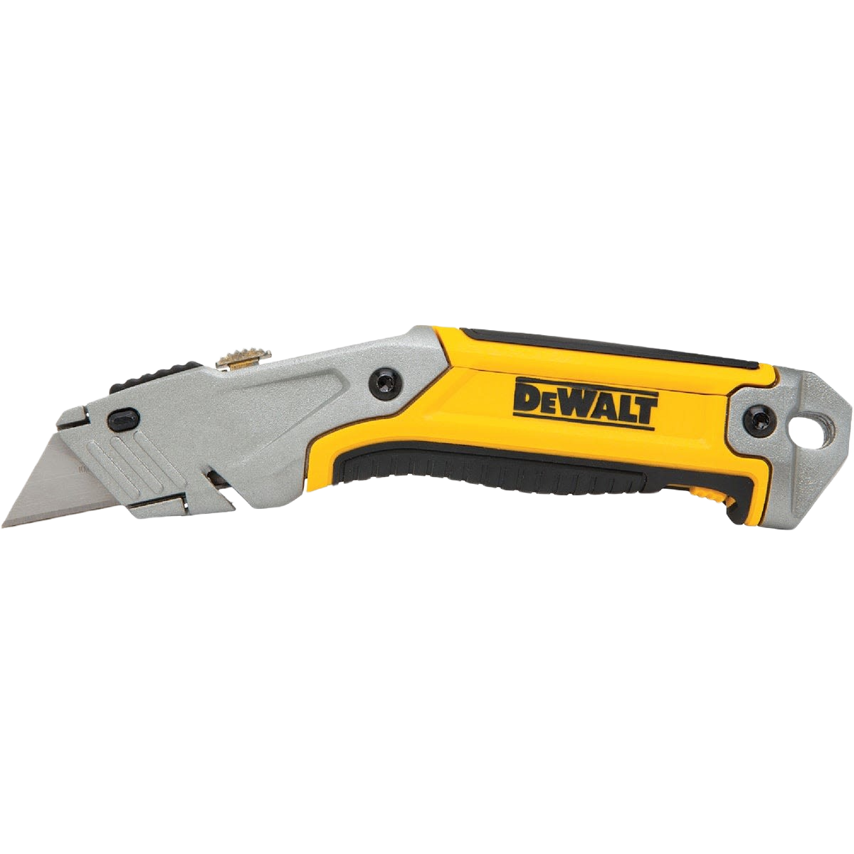 Yellow and gray retractable utility knife with ergonomic grip for precise cutting in home improvement projects