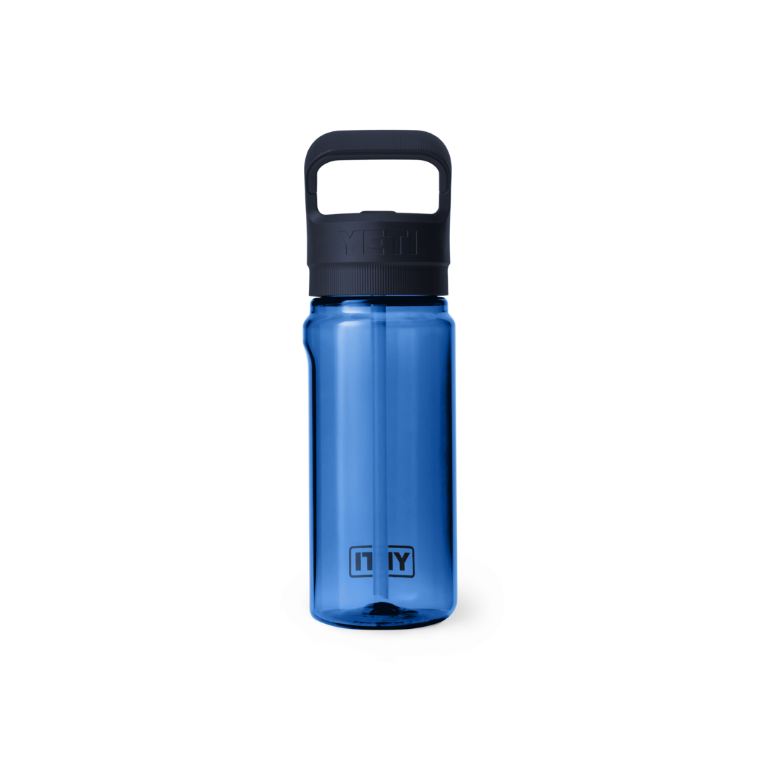 Blue 20 oz. durable water bottle with black straw cap and handle, ideal for drinkware, tableware, and kitchen collections