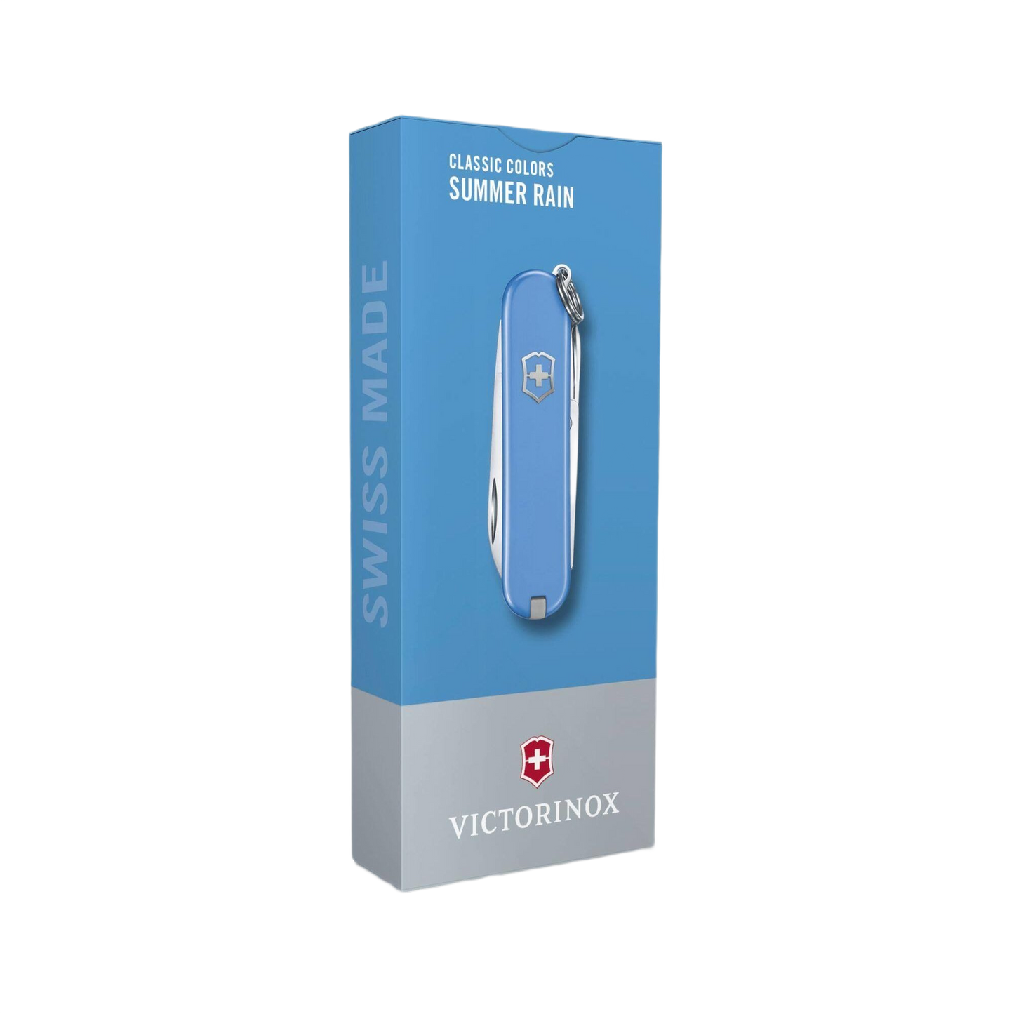 Blue classic Swiss Army pocket knife with compact design and keyring for everyday tools and home improvement tasks