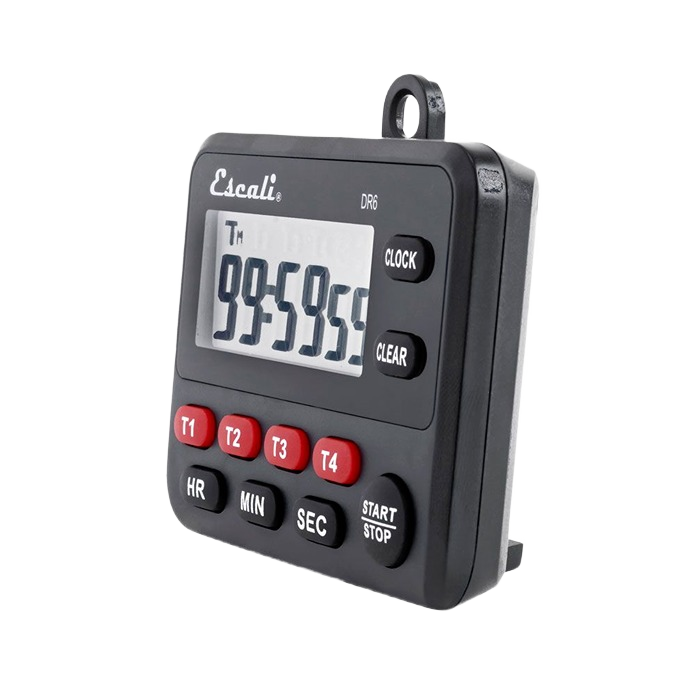 Compact black digital timer with four event buttons and clear display for kitchenware and multitasking cooking tasks under $50