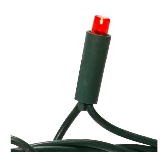 Single red LED light on green wire strand for Christmas indoor and outdoor decoration under $50
