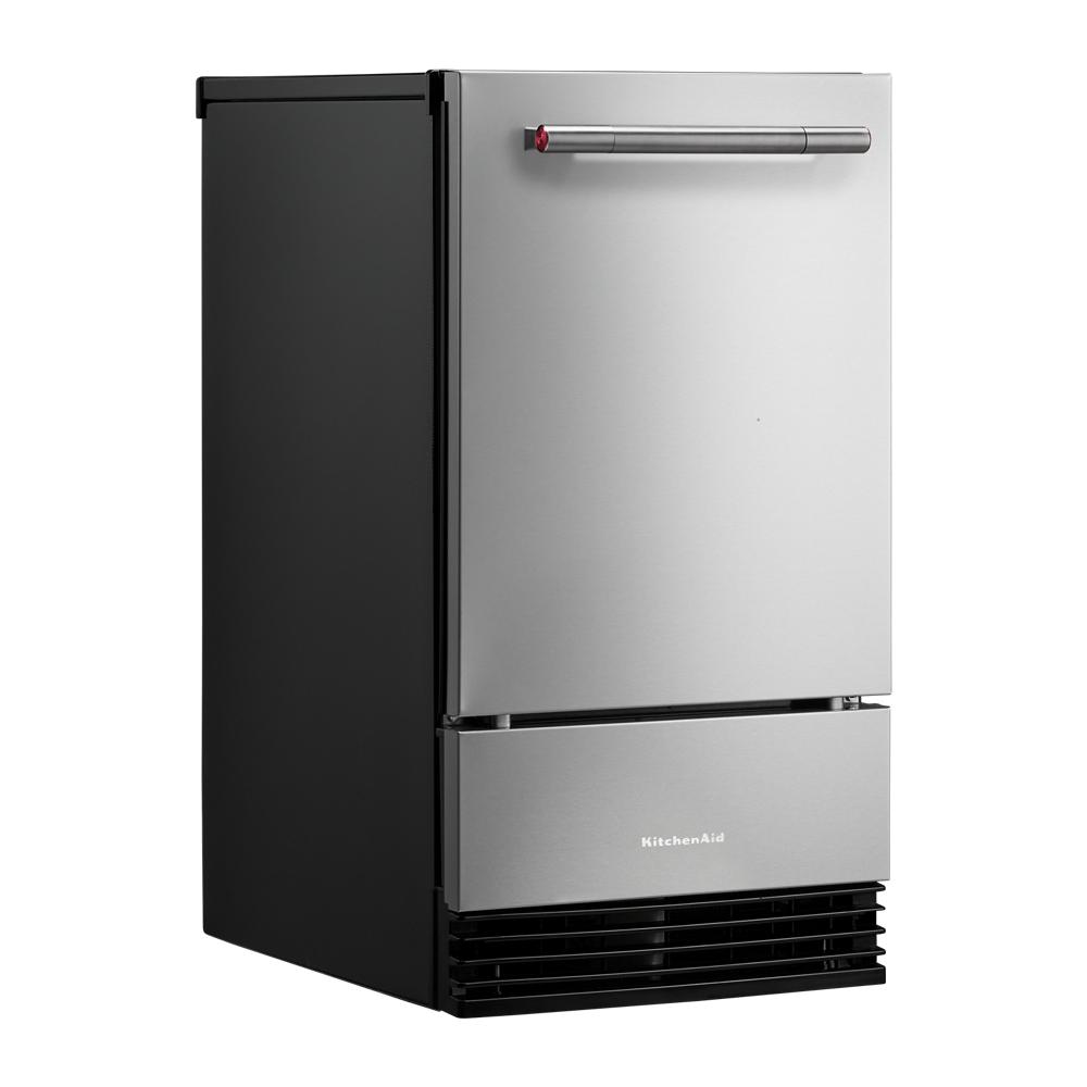 compact automatic ice maker in stainless steel with PrintShield® finish for kitchen and home improvement appliances