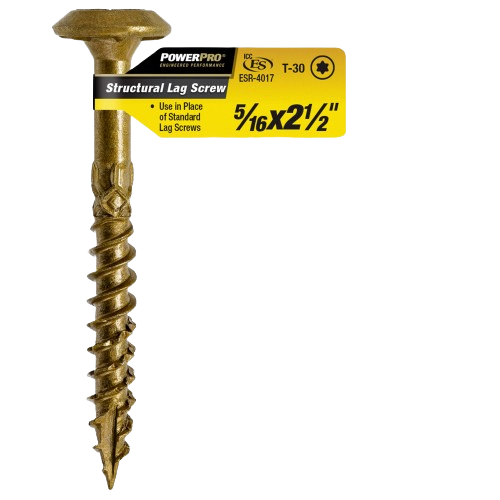 Bronze structural lag screw with large threads for heavy-duty fastening in hardware and lumber building materials collections