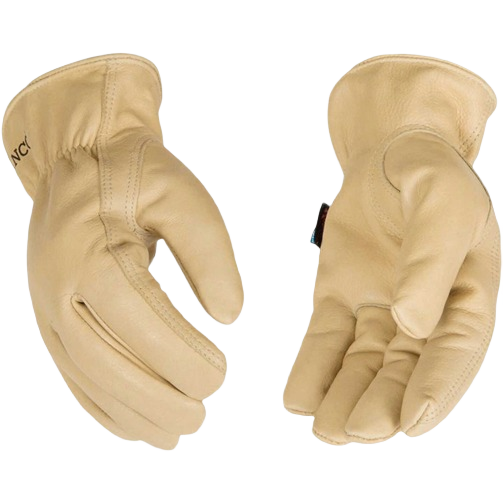 Pair of tan full grain cowhide work gloves with water-resistant design from safety and hardware collections under $50