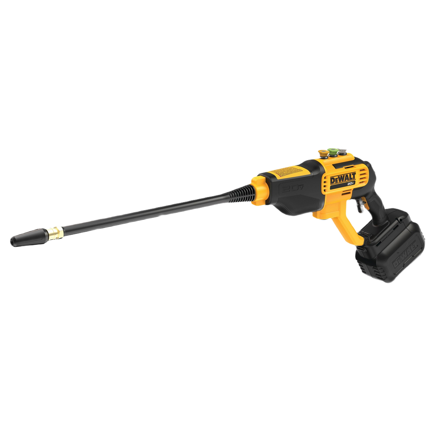 Compact cordless power cleaner with yellow and black design and extended lance for home improvement tasks