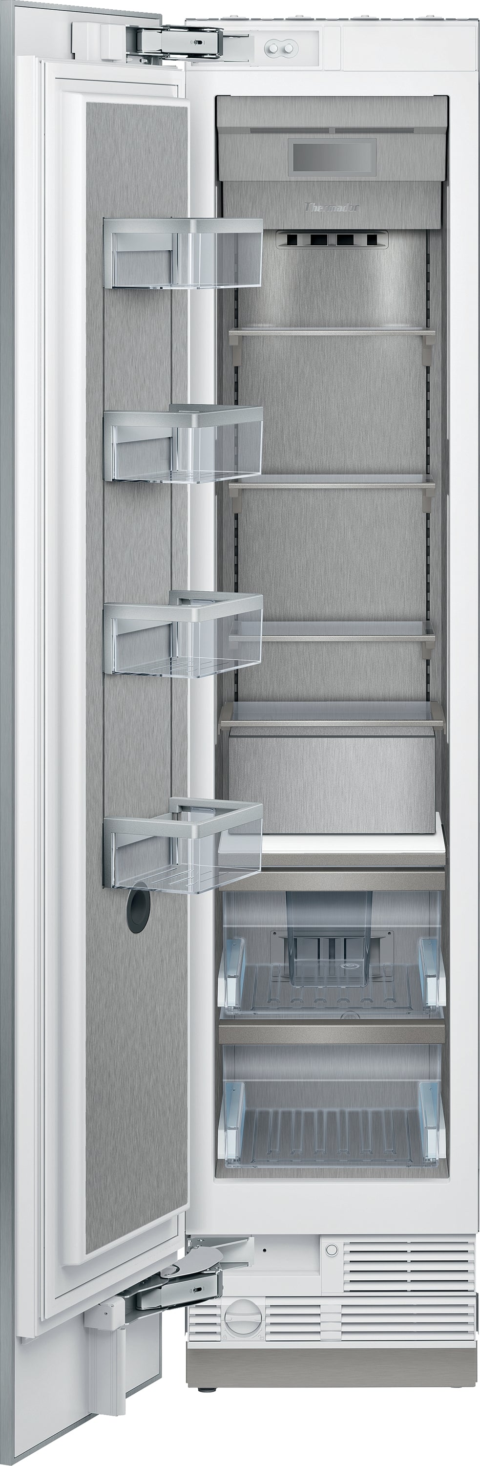Open built-in freezer column with stainless steel interior and adjustable shelves in Refrigerators and Appliances collections