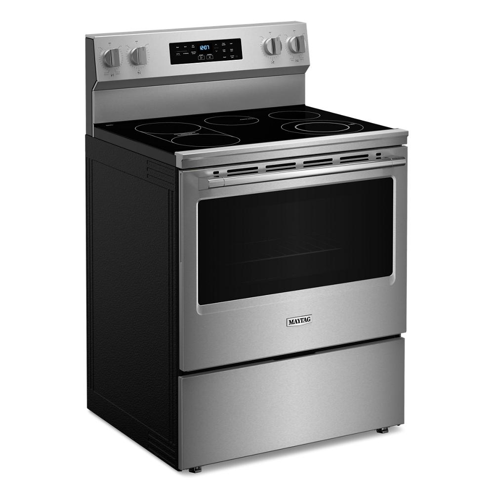 Maytag stainless steel electric range with smooth cooktop, digital controls, and large oven from Ranges and Appliances collections