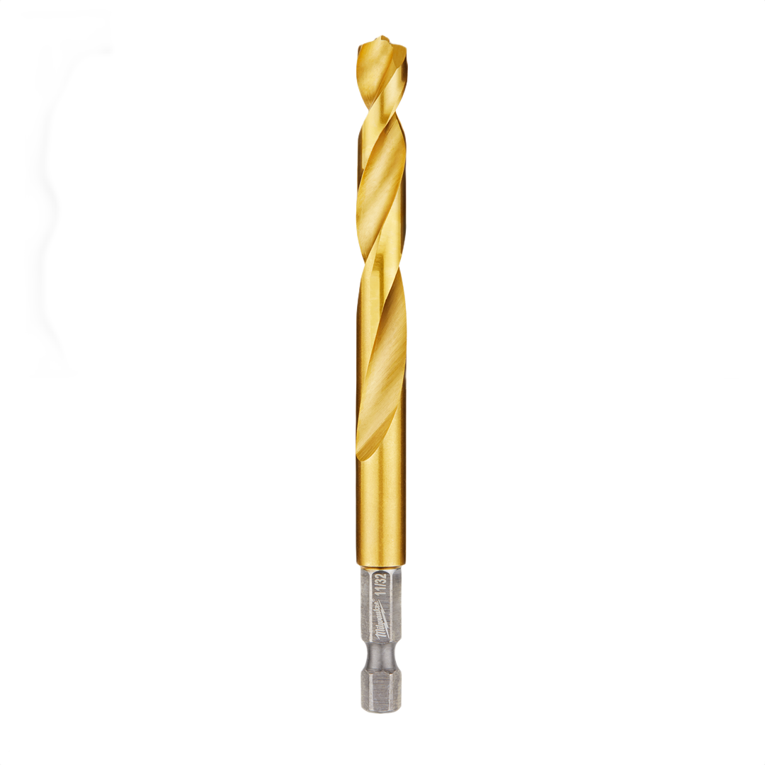 Titanium-coated drill bit with red helix design for durable performance in power tool accessories under $50 collections