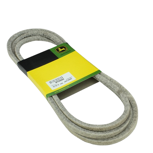 Gray V-belt with John Deere branded yellow and green packaging for tools and home improvement projects