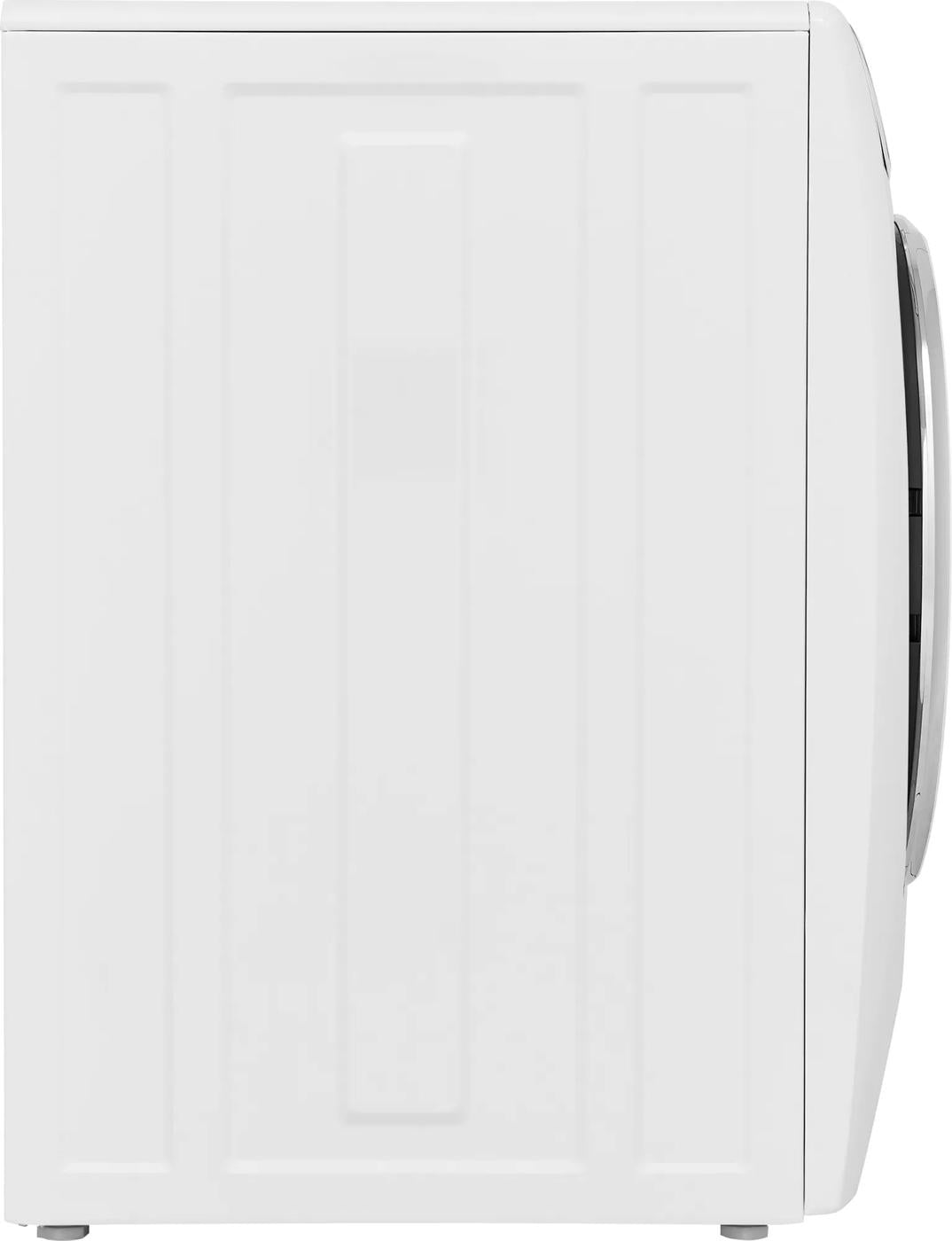 Side view of a white front load washer from the washers and dryers appliance collection