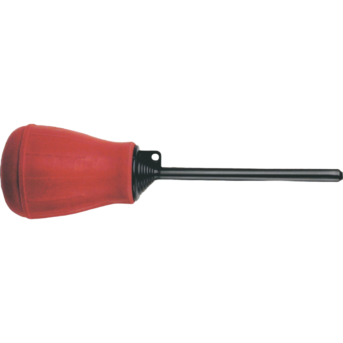 Red rubber bulb filler syringe with metal nozzle for precise fluid handling in tools and home improvement tasks