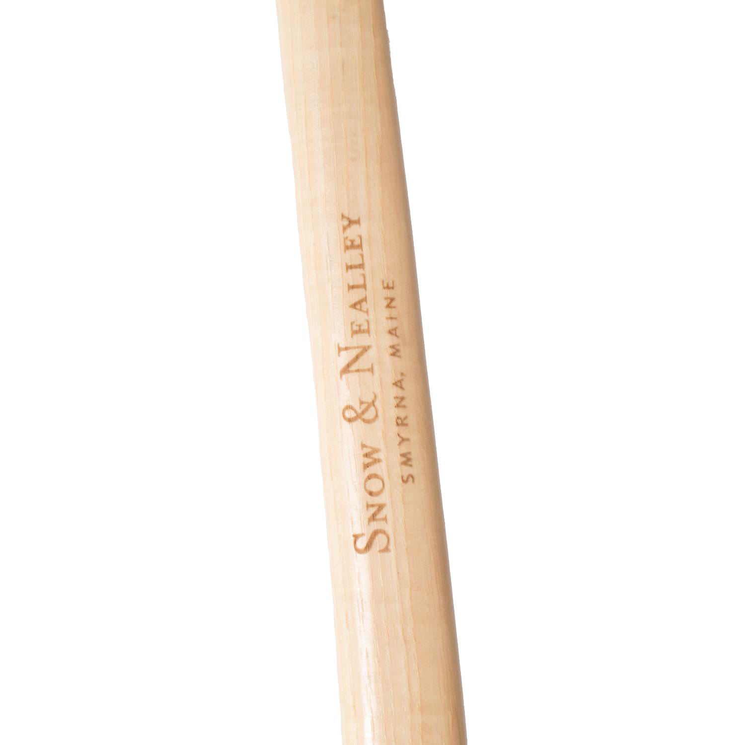Smooth wooden axe handle with Snow & Nealley branding, crafted for gardening, woodworking, and outdoor hand tools under $100 collections