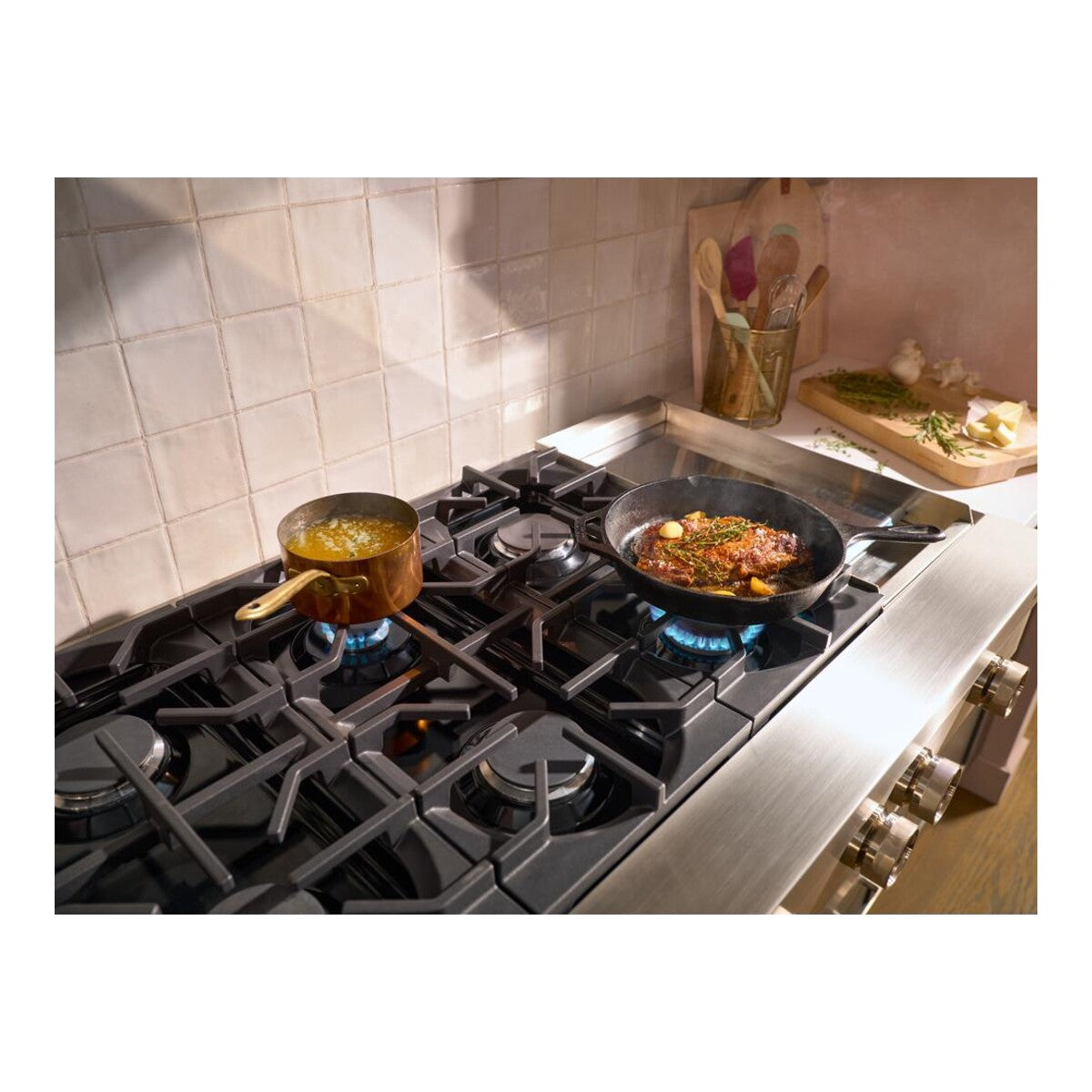 KitchenAid® 48-inch 6-Burner Gas Commercial-Style Rangetop with Griddle