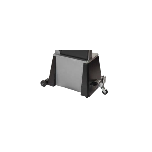 Black and gray base with six small caster wheels designed for mobility in home improvement settings