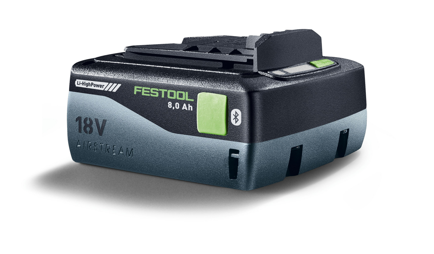 Compact Festool 18V 8.0 Ah rechargeable battery pack with Bluetooth for power tools and home improvement tasks