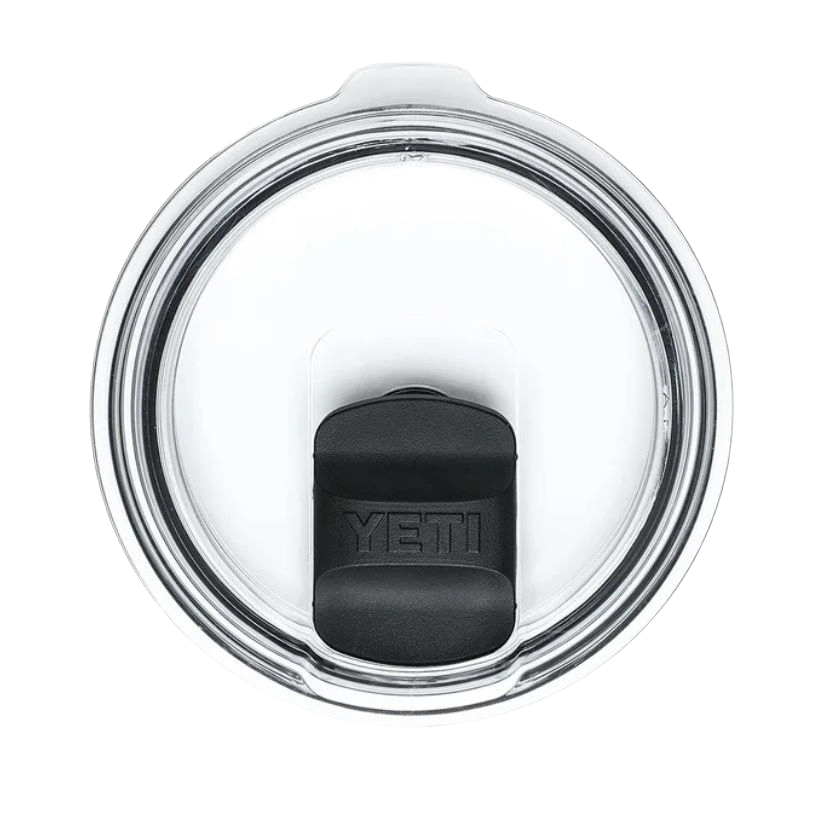 Clear circular lid with black sliding closure designed for secure sealing on drinkware in kitchen and drinkware collections